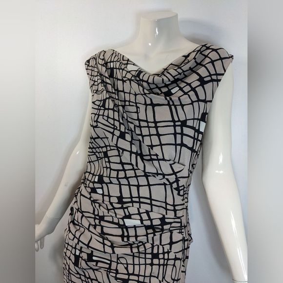 Diane Von Furstenberg Black and Cream Midi Dress - Picture 3 of 10